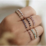 Henju By Gracy | 5 Gemstones Ring | Minimalist Ring | Birthstone Ring | 14K Gold Filled | 14K Rose G