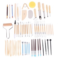 61PCS Ceramic Clay Tools Set Polymer Clay Tools Pottery Tools Set Wooden Pottery Sculpting Clay Clea
