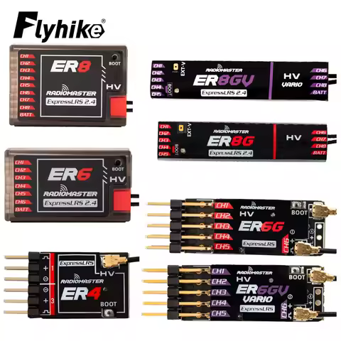 Radiomaster ER4 4CH/ER6 ER6G ER6GV 2.4G 6CH/ER8 ER8G ER8GV 8CH PWM Receiver CRSF ExpressLRS 2.4Ghz 1