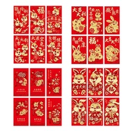 TSOMNZ 6ชิ้น/ล็อต ความหนาระดับสูง สำหรับปีใหม่ Bao กระเป๋าใส่เงิน เทศกาลฤดูใบไม้ผลิ ซองการ์ตูนสีแดง ซองสีแดงจีน ถุงสีแดง กระเป๋าสีแดง