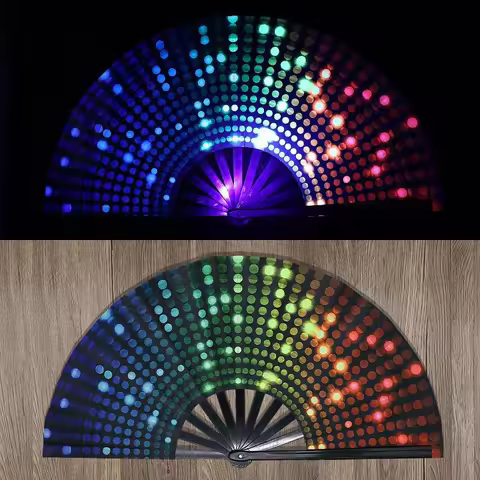 〔CC55〕Kung Fu Fan UV Ink Printing Fluorescent Fan Bamboo Bone Folding Fan For Festival Dance Party