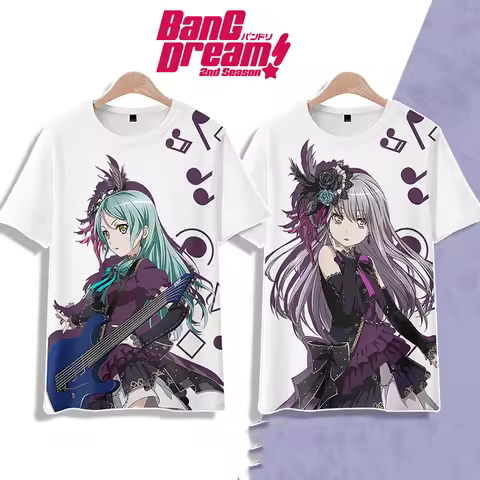 Roselia Anime Tee 2025 New BanG Dream Girl Band All Role Playing 3D Print T-shirt Summer Men Women H