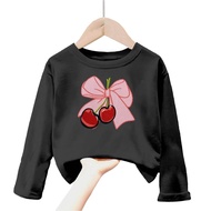 baju Atasan kaos anak perempuan gambar pita lengan panjang Tshirt kids pita 1-12tahun k.010
