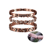 Vintage Jewelry Magnetic Copper Bracelets for Women Cubic Zirconia Chain Link Arthritis Health Energ