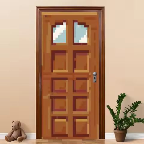 2D plane, 2D door fabric, 1 pixel room decoration miner door cover background - electronic game them