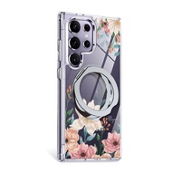 Samsung S26/S25/S24/A56 軍規360旋轉磁吸立架手機殼-梔子花開