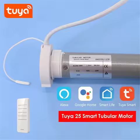 Tuya GM25TEQ 1.1N,Smart wifi Rolling Tubular Motor,Rf433 remote control,Voice Control by Alexa/Googl