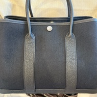 Hermès 全新/全配 愛馬仕 Garden Party 花園包 30cm 黑色帆布拼黑牛皮