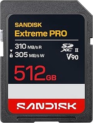 SANDISK 512GB Extreme PRO SD UHS-II V90 Memory Card - Up to 310MB/s Read speeds, up to 305MB/s Write