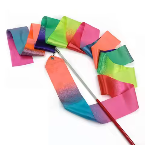 Colorful Artistic Gymnastics Ribbon Rainbow Stick Dance Ribbon 10 Colors 2M Rhythmic Art Training Ba