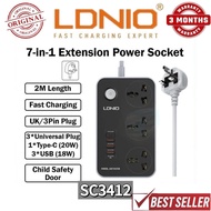 LDNIO SC3412 7in1 Extension Power Socket Power Strip Wall Extension Socket Plug Cord LDNIO Socket Po