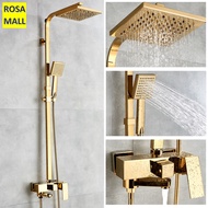 rainfall shower head set black gold Luxury Gold Brass Bathroom Faucet Mixer Tap Wall Mounted rainfall shower heater Shower Faucet Sets