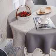 Yimanqiyun Gray Jacquard Geometric Tablecloth Art Round Table Coffee Table Table Cloth Art Long Tabl