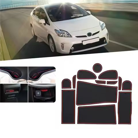 Anti-Slip Rubber Gate Slot Cup Mat For Toyota Prius 30 XW30 ZVW30 2010-2015 Door Groove Mat Accessor