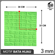 WALLPAPER 3D DINDING Bata Hijau (TERMURAH) wallpaper dinding 3d timbul 70x77 paket 20 / stiker stick