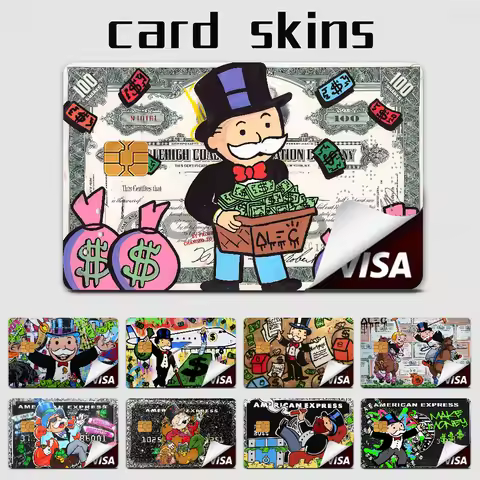 Cartoon Dollar Monopolys Fashion Matte Gold Silver Black Matte Film Skin Sticker Tape For Bank Credi