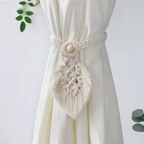 Hand-Woven Macrame Curtain Tieback Holder Hooks Tie Backs Living Room Bohem Decoration Accessories H