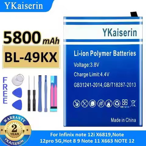 Mobile Phone Battery BL-49KX 5800mAh For Infinix Note 12i X6819,Note 12pro 5G,Hot 8 9 Hot8 Hot9 Note