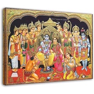 AOMACA Lord Krishna Wall Poster Ram Darbar Canvas Poster Wall Art Decor Print Paintings for Living R