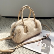 Autumn Winter Japanese Korean Box Bag Niche Furry Bag All-Match Crossbody Bag Portable Furry Bag