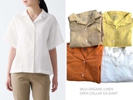 MUJI เสื้อเชิ้ต ผ้าลินิน คอเปิด แขนสั้น ORGANIC LINEN OPEN COLLAR S/S SHIRT