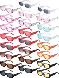 24 Pairs Rectangle Sunglasses y2k Sunglasses Small Square Sunglasse Retro Sunglasses for Women Men N