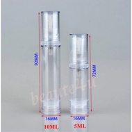 5ml 10ml Airless Pump Clear Bottle.
