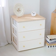 [Bono BSET chest of drawers] Daisy wood top type chest of drawers 3-tier (white wood/natural wood)