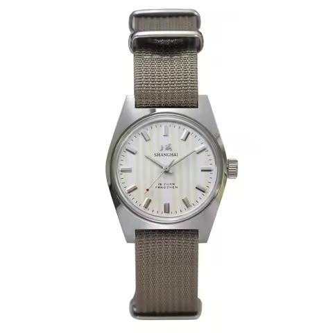 Shanghai 7120 Mechanical Watch - 36mm Men's Bauhaus Design, Sterile Dial, Hand-Wind Movement