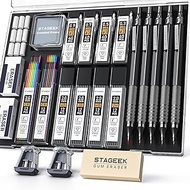 STAGEEK 21PCS Metal Mechanical Pencil Set, Art Lead Pencil 0.3, 0.5, 0.7, 0.9, 2mm Holder(HB 2H 2B 4