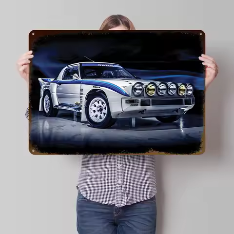 Sports Rally Car Tinplate Poster Customized Wall Art Vintage Metal Signs Retro Plates for Gamer Deco