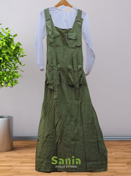 Geka Collection - Gamis Over All Sania Cargo Inner Crinkle combo Brokat