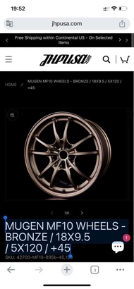 MUGEN MF10 WHEELS - BRONZE / 18X9.5 / 5X120 / +45 無限CIVIC專用車呤 FK2 FK8 FL5 適用
