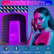 Inflatable Photo Booth Enclosure 10x10x9FT for 360 Photo Booth Machine, Portable 16 Colors LED Dimma