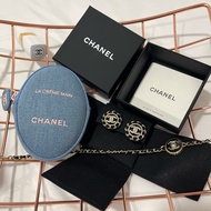 全新 香奈兒 Chanel 經典 皮穿鏈 耳夾 耳環
