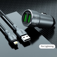 IVON CC38 2.4A Dual USB Car Charger + 1m USB to USB-C / Type-C Fast Charge Data Cable Set