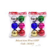 6cm Christmas Ball Decorations, 6 Colorful OPP P6/5 M10/5 - Christmas Decorations - Christmas Balls 
