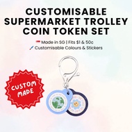 [MADEinSG🇸🇬] Customisable Supermarket Trolley Coin Token Keychain Set - Logo / Image / Colour Person