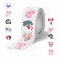 500 pcs 10 images Cute Axolotl Stickers Roll/Stickers Tape