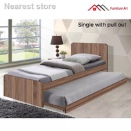 ◘●△Furniture Art Single Wooden Bed Frame with pull out /Katil Bujang/Single out/ frame/ Katil kayu