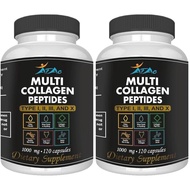 2-Pack Multi Collagen Plus Pills (Type I, II, III, X) for Anti-Aging, Hair, Skin, Nails and Joint Su