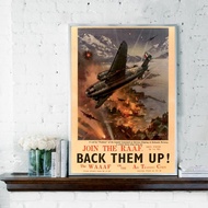 WW2 Australian Propaganda Poster Join The R.A.A.F Aircraft Vintage Wall Art Canvas Painting Prints D