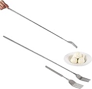 BOENLU BBQ Telescopic Extendable Dinner Fruit Dessert Long Handle Fork Stainless Steel Cutlery Adjus