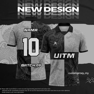 Baju Hitam Uitm Jersey 2023 Futsal Batch 09 Retro Collar Jersey Custom Name Number Plus Size Dragon Light Teamwear Jersey Berkolar Baju Kanak2 Murah Sublimation Street Wear Dragon