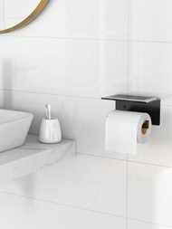 1入組浴室馬桶紙架，掛墻式霧黑色手機架馬桶紙桶 - 防銹且適用於浴室衛浴，附螺絲SUS304不銹鋼馬桶紙卷架