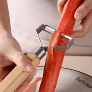 Wooden Handle Vegetable Fruit Planer Stainless Steel Cutter Household Cutter Planer Fruit Scraper Ki