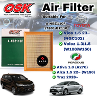 OSK AIR FILTER PERODUA ATIVA 1.0 TURBO / TOYOTA VIOS NGC102 (22~) / ALZA (22~) D27A 17801-BZ110 A-NB