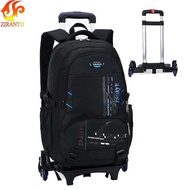 High-Capacity Student Shoulder Backpack Rolling Luggage Children Trolley Suitcases Wheel Cabin Travel Duffle School Bag