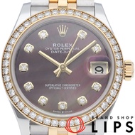 勞力士 Datejust 31 男童腕錶，鑲鑽錶圈，10 顆鑽石，黑色錶殼，Datejust 278383RBR，帶錶盒、保固卡，K18YG/SS 材質，男士腕錶，黑色錶殼，拋光處理，成色極佳 [二手