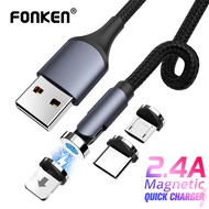 Fonken 2.4A Magnetic Charge Cable Type C Micro USB Cable USB Charging Cable